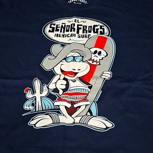 Men's "Senor Frog's" BLUE Navy Short Sleeve T-Shirt from Puerto Rico NWT Size XL